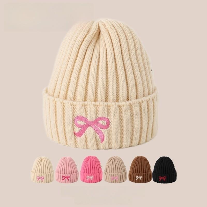 Knit Hat With Butterfly Bow For Winter Warmth And Outdoor Comfort For Women