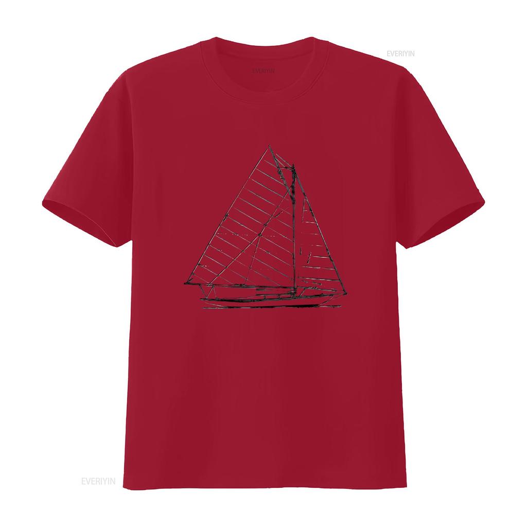 Womens Sailboat Nautical Design Sketch Sailing T Shirt Vintage Washed Streetwear Breathable Soft Fashion Graphic Versatile