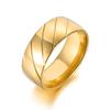 Creative 8mm Slash Cutting Gold Color Stainless Steel Ring For Women Simple Couple Titanium Steel Wedding Ring Jewelry R18122
