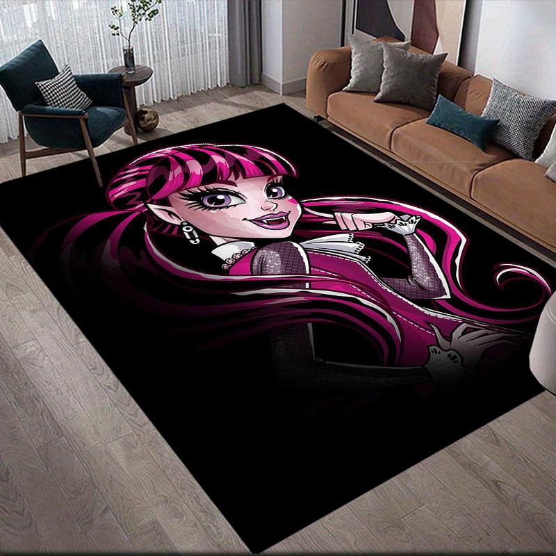 Ula Cartoon Flannel Printed Carpet, Home Sofa Decoration for Living Room & Bedroom, Non‑Slip Play Flannel Floor Mat for Game Room
