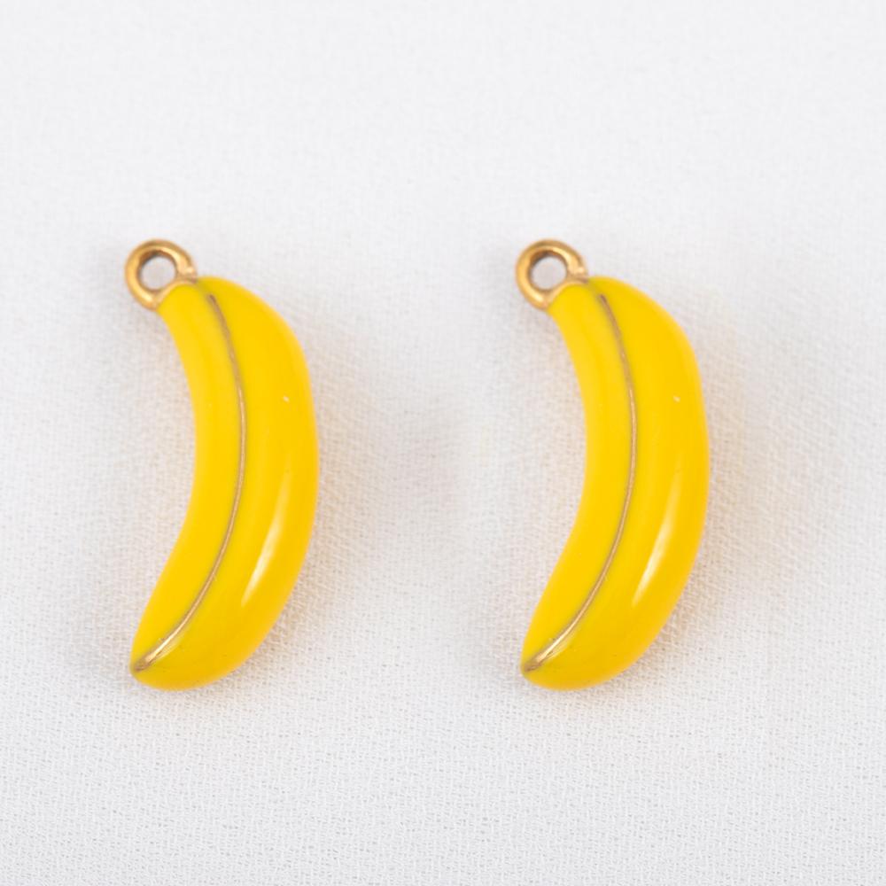 2pcs Stainless Steel Enamel Cute Strawberry Banana Corn Grape Cherry Charms Gold Plated DIY Bracelet Earrings Jewelry Findings