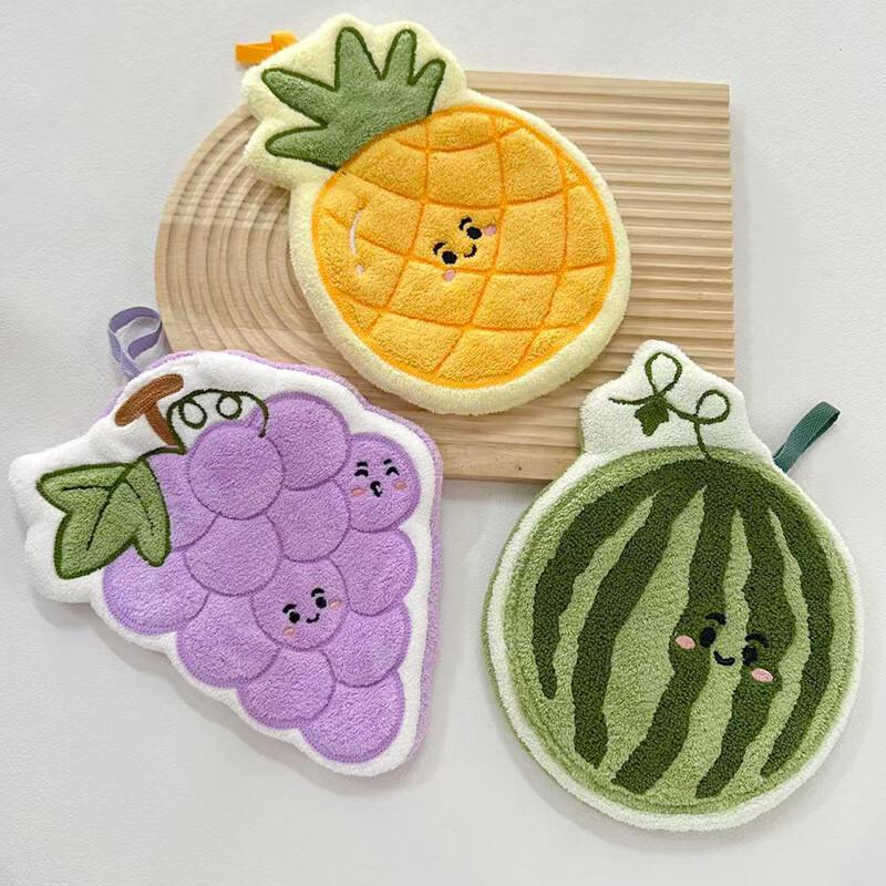 Kreskówkowy Owoce Wiszący Ręcznik do Rąk Chłonny Zestaw 2 szt.