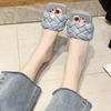Summer New Woven Slippers Twist Mop One-character High-heeled Sandals Square-heeled Slippers