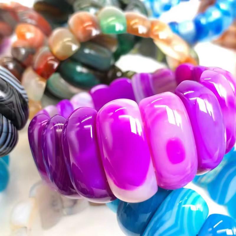Natural 9 Color Botswana agate Stone Beads Bracelet Natural Gemstone Jewelry Bangle For man Woman For Gift Wholesale