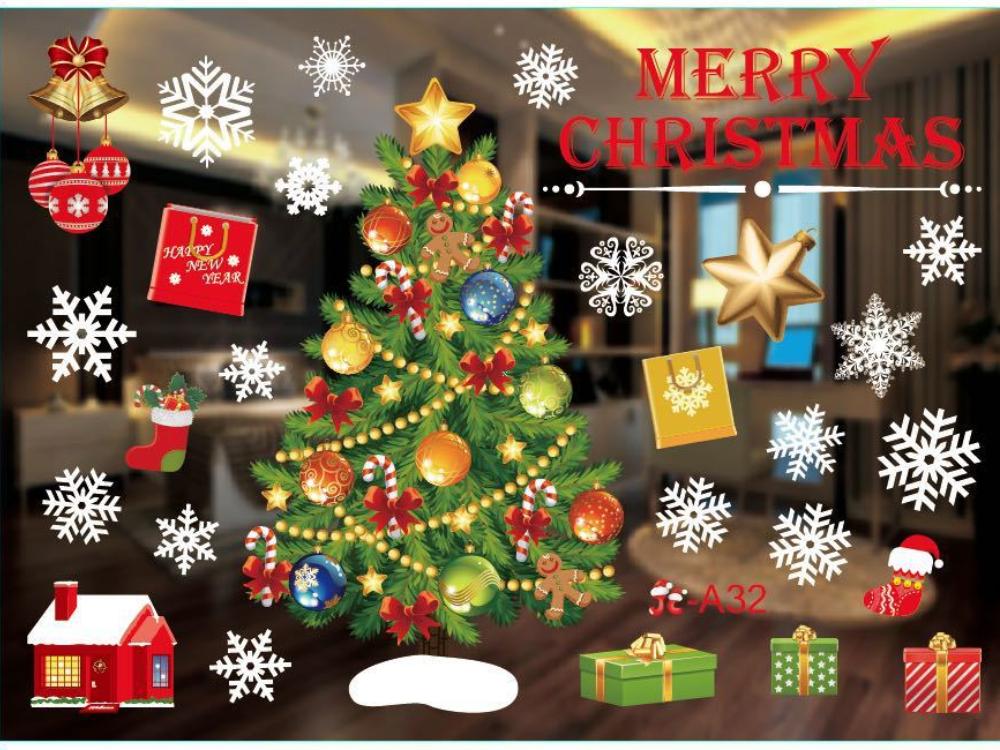 Christmas Decoration Supplies Window Stickers Santa Elk Wall Sticker for Christmas Home Door Window Display Decor Xmas New Year Decoration
