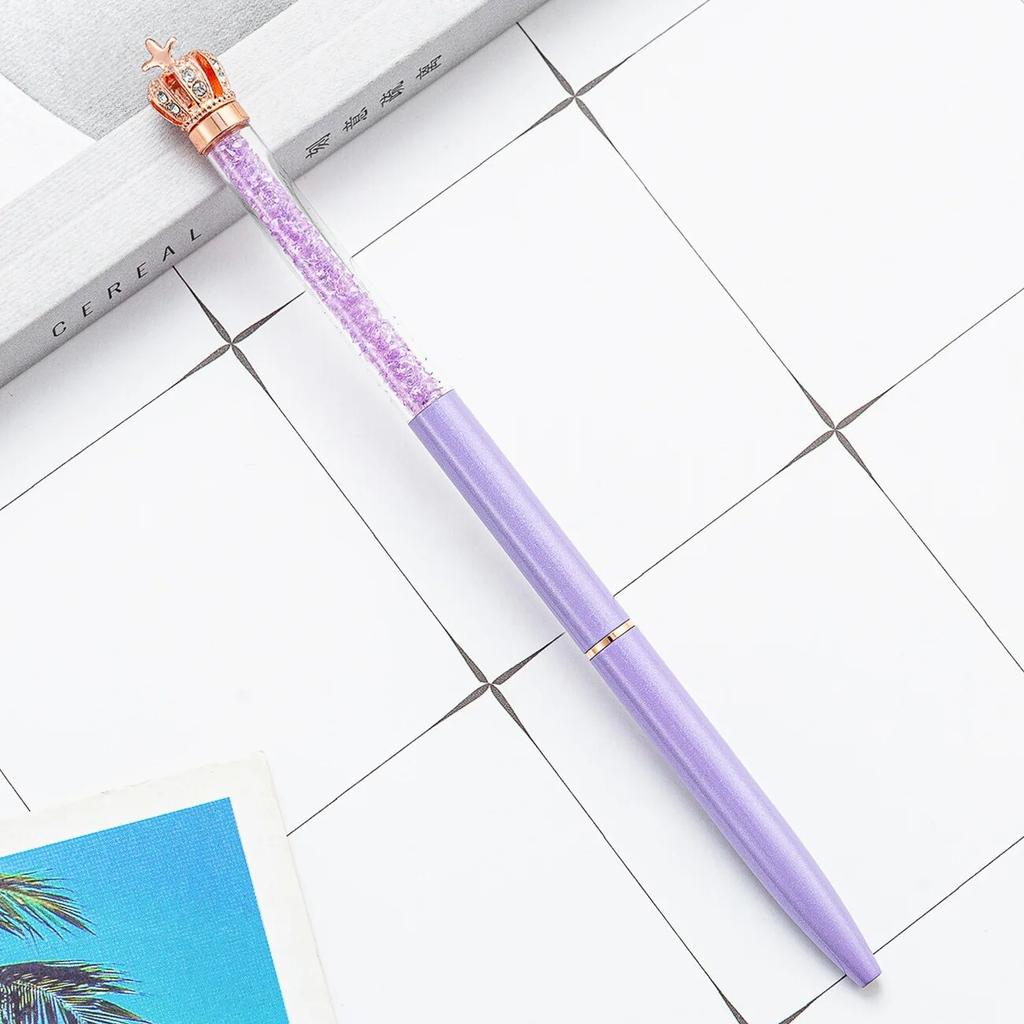 1 Stück Kreativer mehrfarbiger Kristallkronen-Kugelschreiber aus Metall für das Büro, Drehstifte für die Schule, Schreibwaren, Bürobedarf