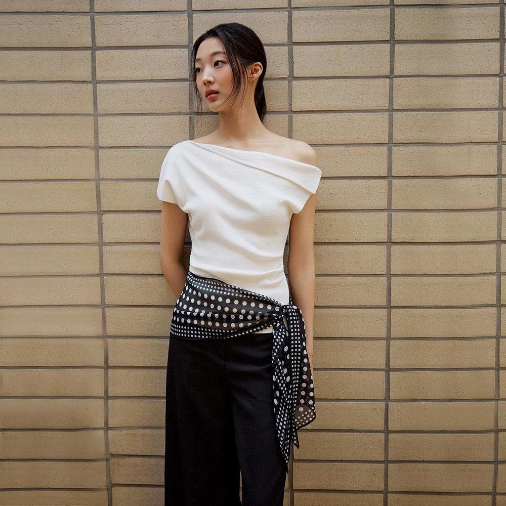 LAP One-Shoulder Shirred Slit Knit As2Kh468