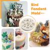 Sijiangmold Bird Silicone Molds Owls Tree Branch Fondant Mold Flower Leaves Silicone Molds For Cake Decorating Candy Chocolate Gum Paste Crafting