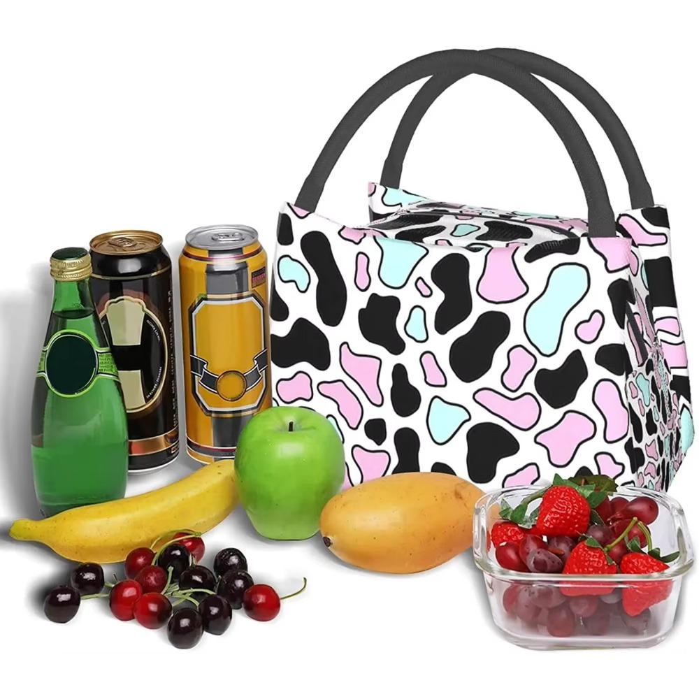 Cow Print Cute Lunch Bags Thermal Lunch Box Insulated Lunch Bag for Kids Girls Adults Cooler Containers Work