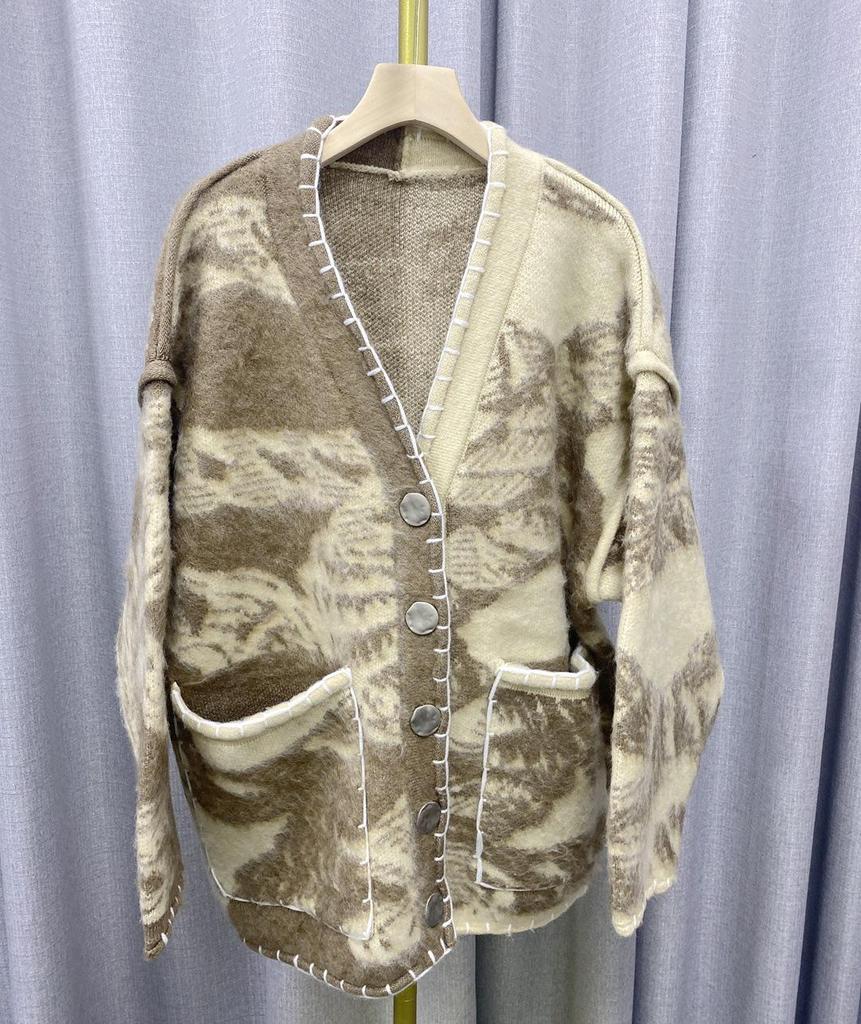 Australian Retro Totem Ethnic Style Knitted Cardigan - Autumn/Winter High-End Mid-Length Loose Coat