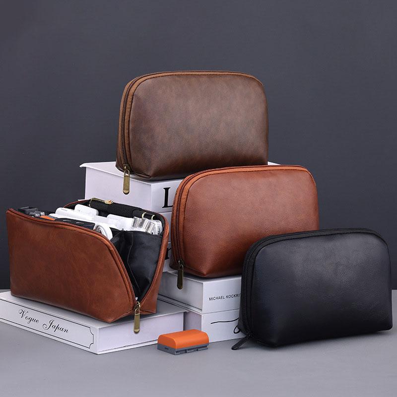 Portable Wire USB Charger Organizer Bag Travel Earphone Powerbank Data Lines Storage Pouch PU Large Capacity Mouse Cable Bag