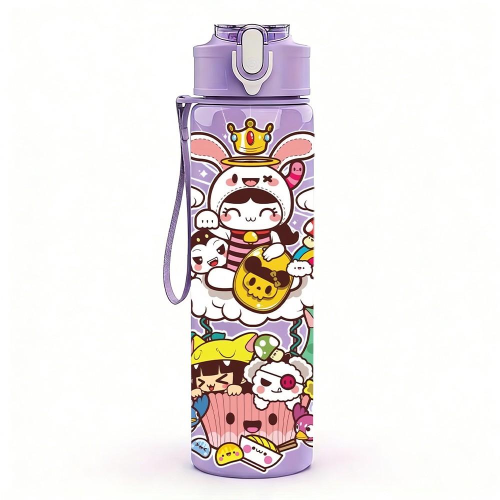 1PC Funny Bunny Character 750ml Color Plastic Sports Water Bottle Leakproof Flip Straw Lid Suitable for Sports Office Home Use