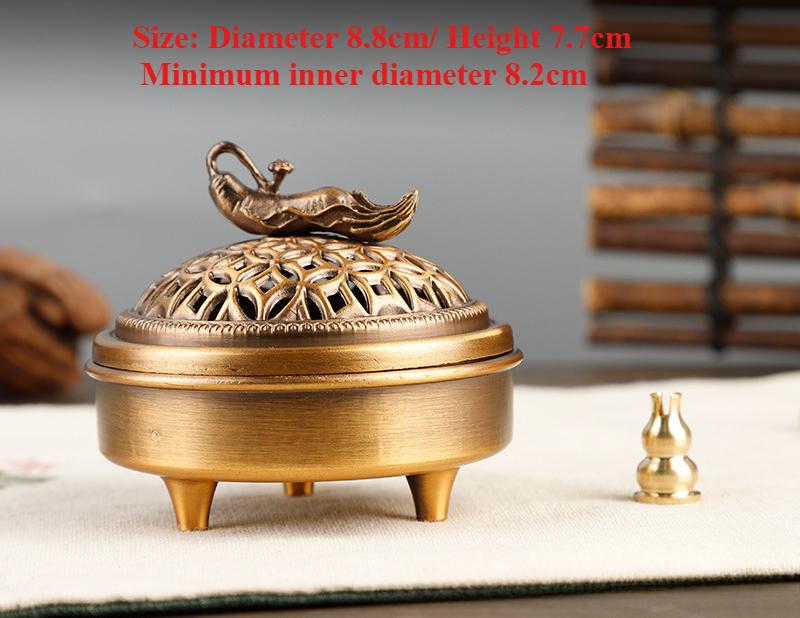 Copper Money Hollow Shape Three-legged Incense Burner Household Indoor/seal Extension /soothing Purification/tower Incense Stove