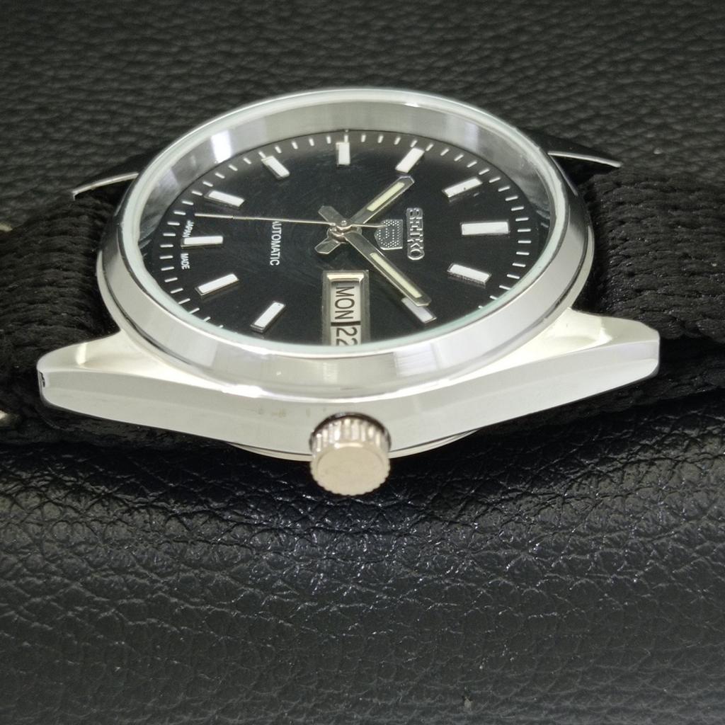 JAPAN VINTAGE SEIKO 5 AUTOMATIC REFURBISHED MENS BLACK DIAL WATCH A440606-4 Sk-a440606