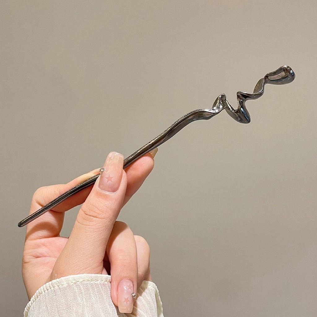 

Современная китайская металлическая заколка для волос: Вдохновленная античностью, простая прическа пучок для женщин