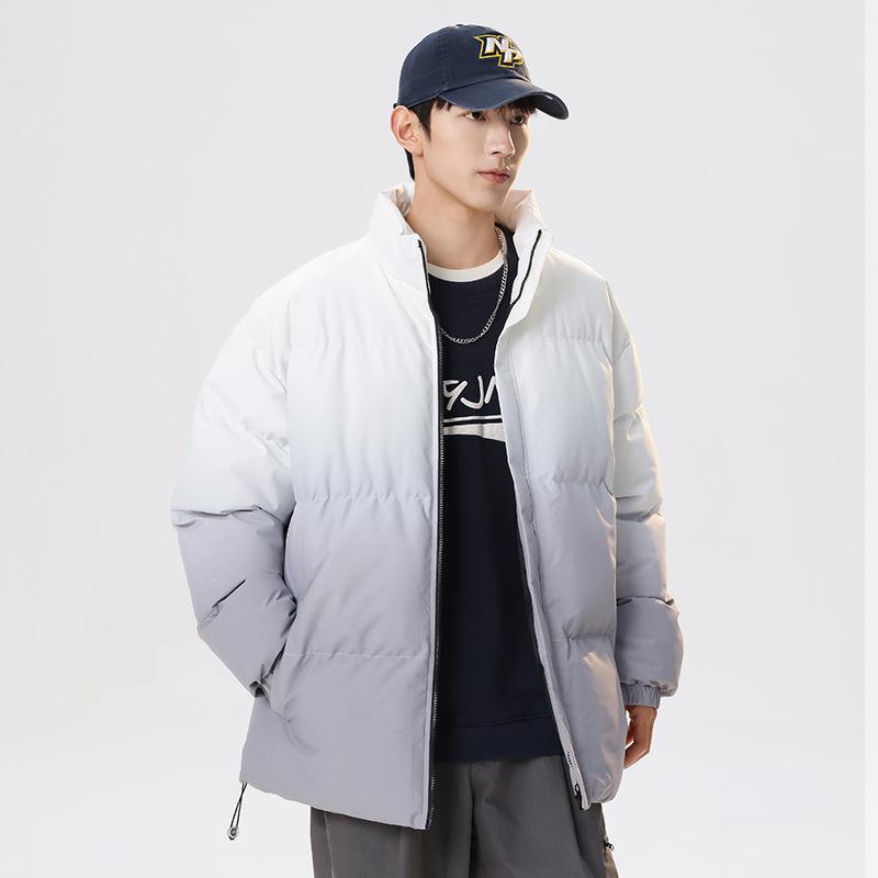 

Tie-dye gradual change stand-up collar cotton-padded clothes for men and women of the same style, winter bag clothes cotton-padded jacket thickened M