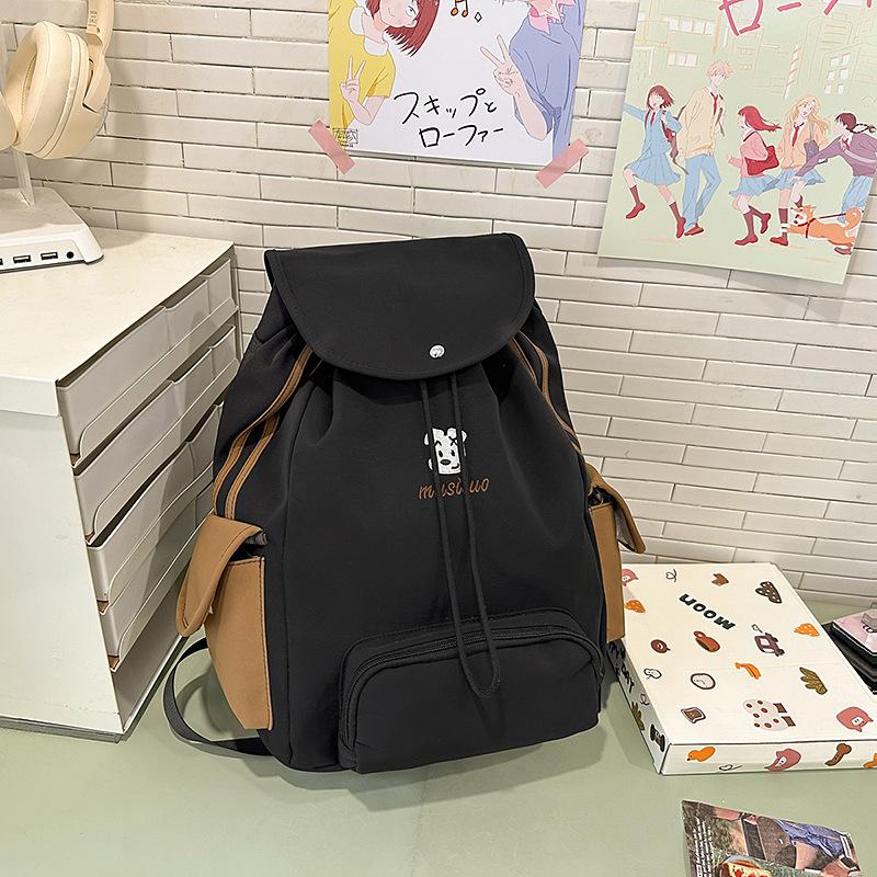 Japanese ins schoolbag female college students niche bundle drawstring backpack lightweight large capacity junior high school students backpack