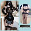 Golden Night Sexy Lingerie Nun Costume with Chest Enhancing Hip-Hugging Nightgown