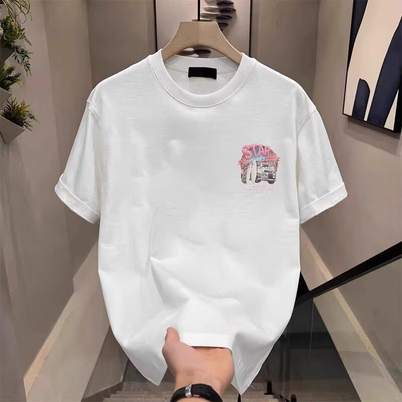 Crew Neck Men S Short-Sleeved T-Shirt Heavy Summer Cotton Printed Casual T-Shirt Trendy Brand S