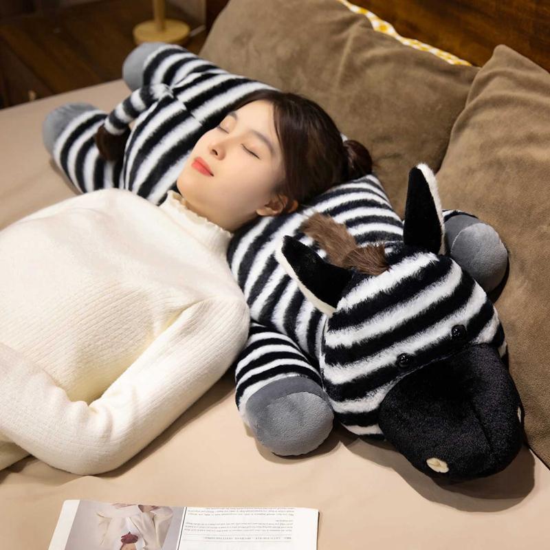 40cm Streifen Zebra Plüschkissen Weiches Flauschiges Waldtier Plüschtier Schlafbegleiter Geburtstagsgeschenk