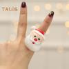 6/24Pcs Christmas Ring Holiday Party Finger Lights Santa Snowflake Tree Snowman Reindeer Glowing Ring Festive Light-up Toys