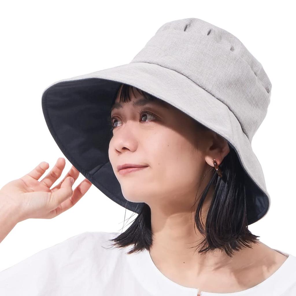 CHARM Wearable Parasol Rare UV Protection Blackout Hat Hat Summer 99.9% [Free Size/Light Gray] Women's