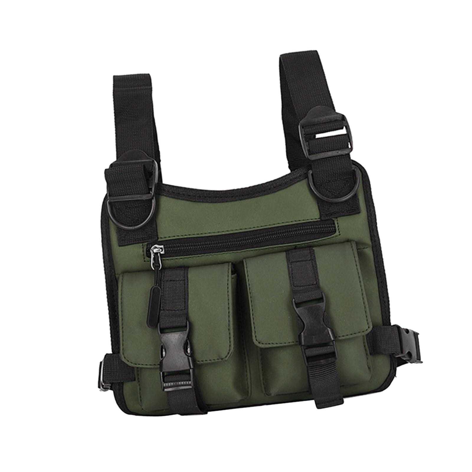 

Chest Front Bag Oxford Cloth Hip Hop Streetwear Phone Holder Water Resistant Fanny Packs for Running Men Cycling Sports Jogging зелений