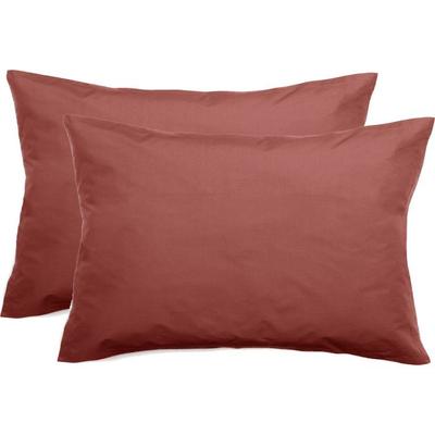 Set of 2 Percale Pillowcases Pure Combed Cotton Long Fibers 80 Threads/cm² Wind of the South - Peach - Set of 2 Pillowcases 50 X 7