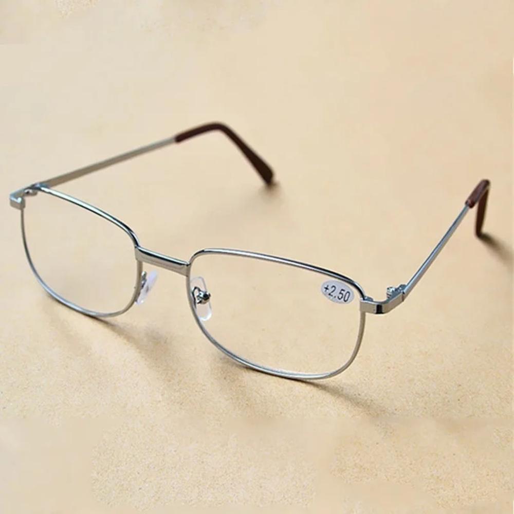 

Metal Frame Reading Glasses Anti-Blue Light Ultra-Light Glasses Anti-Fatigue Transparent Portable Gift for Parents Eyewear +150 серебряный