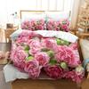 3D Red Rose Valentine's Day Gift Soft Duvet Cover Set Featuring Pilowcases Mary Warm Comforter Beding Sets for Weding Double Bed Linen Set Young Girls