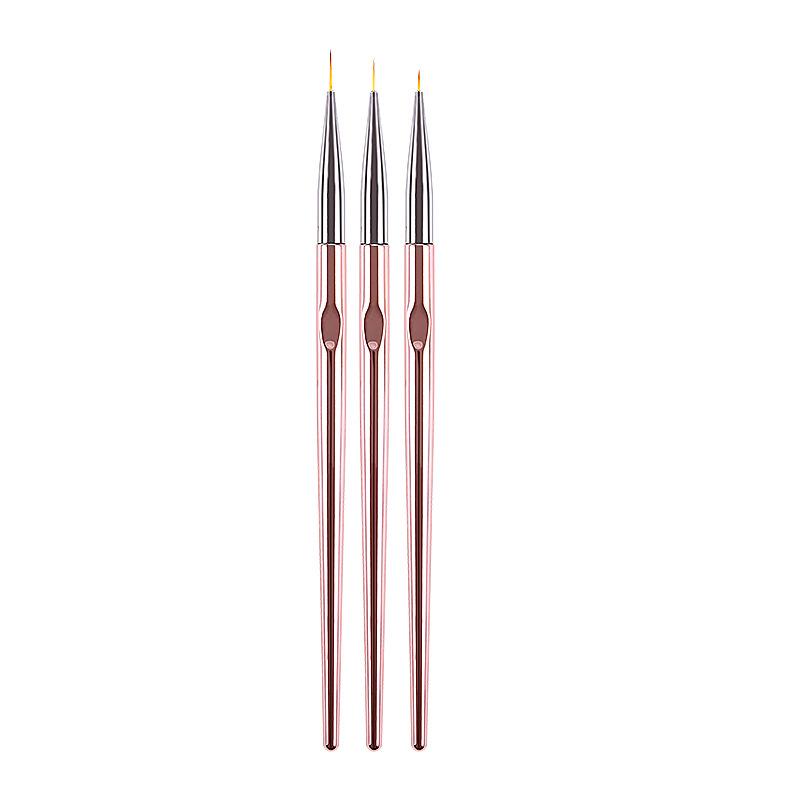 Rose Gold Nail Art 3-Piece Set: Line Drawing, Flower Painting, UV Gel Pens.