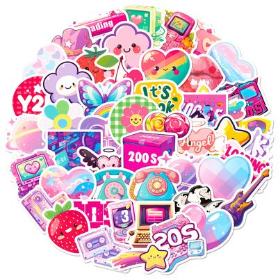 50 Pink Cute Wind Macaron Color Graffiti Stickers Y2K Millennium Style Decorative Suitcase Water Cup