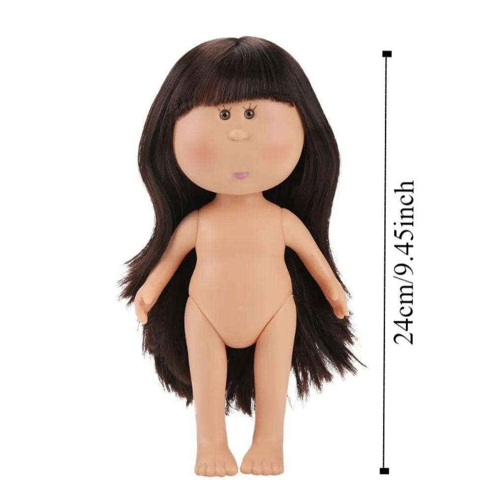 Fashion Curly Hair 24Cm Bean Eye Vinyl Doll Dark Skin Dress Up Mia Potato Dolls 24Cm Movable Action Figure Body Diy Toys