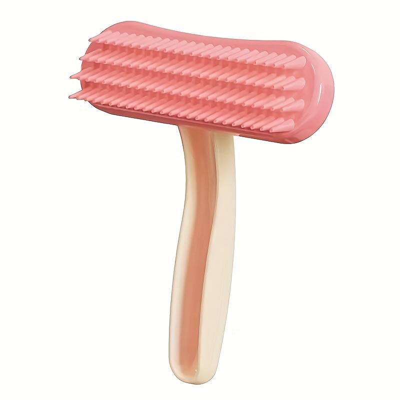 

Silicone Pet Grooming Brush with Soft Bristles and a Heart-Shaped Head - A gentle brush for detangling and massaging small pets рожевий