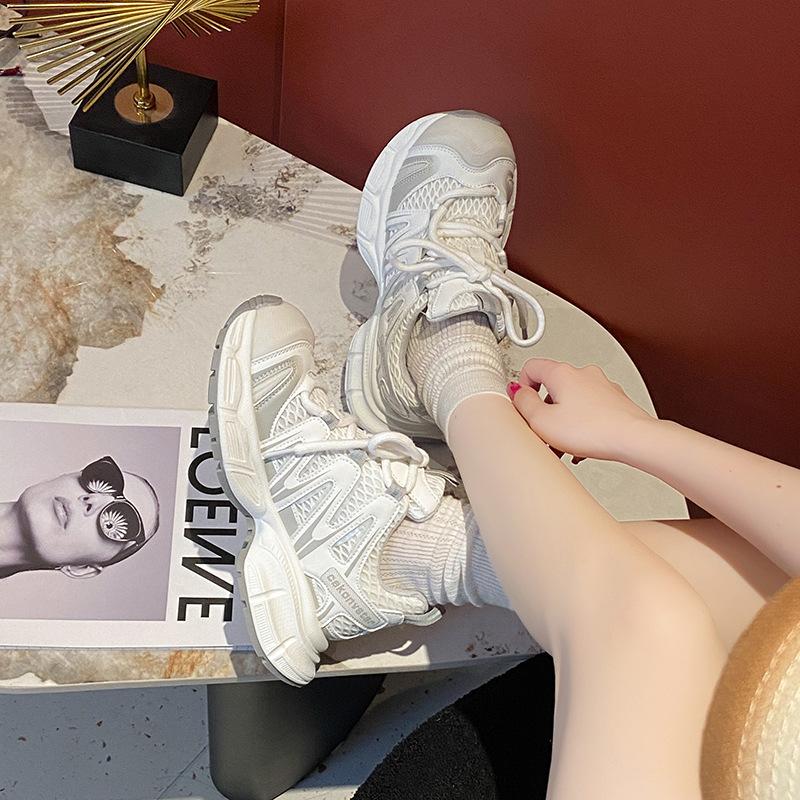 Leather platform fried street dad shoes women's 2025 summer new women's shoes versatile sports shoes casual shoes board shoes women