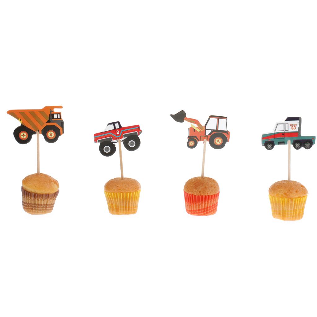 Cowboy Theme Cupcake Picks Cartoon Birthday Cake Topper Decorations Paper Wooden Ornaments for Kids Event