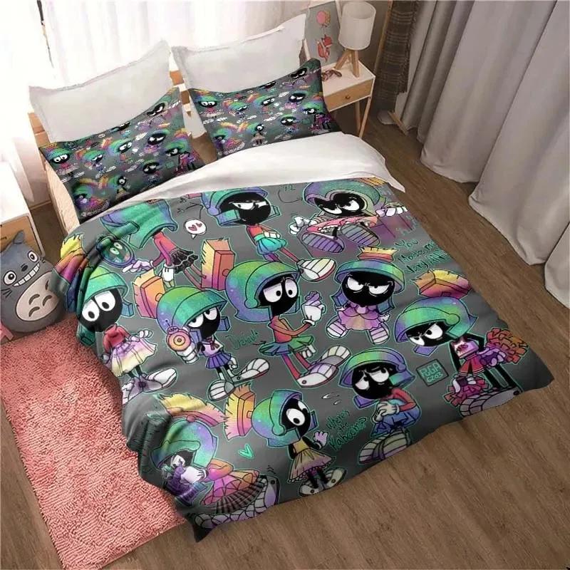 3D Print Marvin the Martian Cartoon Bedding Set Double Twin King Duvet Cover Comforter Pillowcase Boys Girls Adults Bedroom