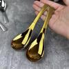 2PCS Stainless Steel Soup Spoons Home Kitchen Ladle Capacity Gold Silver Mirror Polished Flatware For Coffee Tableware