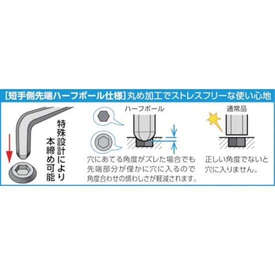 TRUSCO Half Ball Hex Set with Handle THBR-9S Wrench, 9-Piece Power-Up