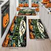 Halloween Pumpkin Cat Print Doormat, Spooky "Happy Halloween" Kitchen Rug, Absorbent Non-Slip Machine Washable Door Mat