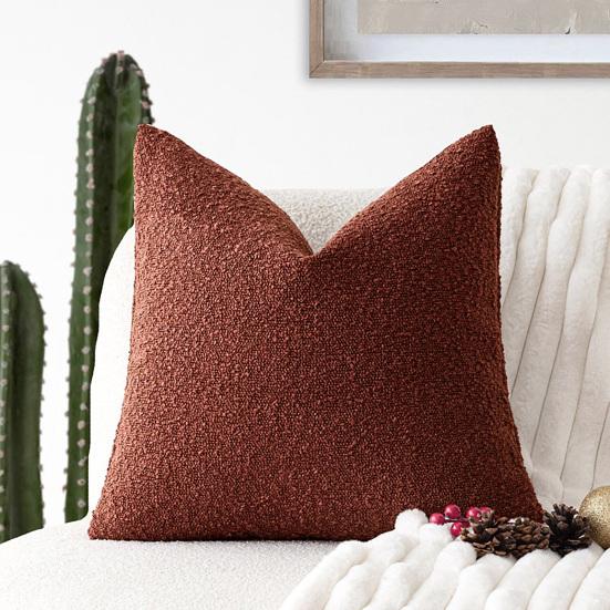 Textured Cushion Cover Boucle Cover, Cozy Throw Pillow Case, Decorative Solid Color for Sofa Couch Living Room Bedroom, 18 x Inch Cases