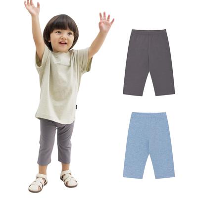 Conjunto de Verão Cropped Ultraleve E Melange [Konny] Leggings, Comprimento 8/10, Polainas, Leggings, Leggings, (Cinza Escuro, Azul) 2-3Y