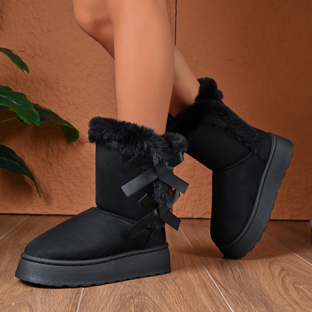 

2025 Зимние ботинки больших размеров с флисовой подкладкой: Очень теплые, повседневные хлопковые туфли на толстой подошве 38 чёрный