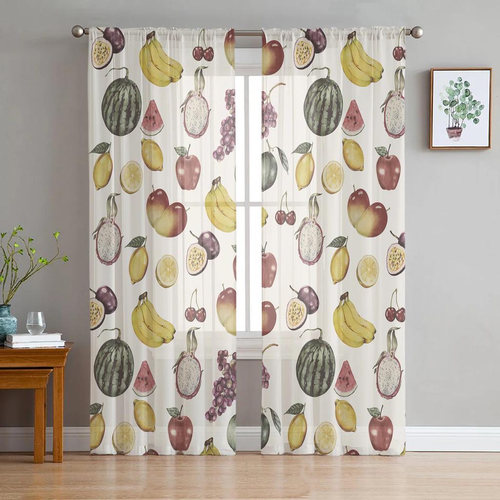 Vineyard Fruit Grape Tulle Curtains Living Room Bedroom Voile Curtain Children Organza Window Drapes Sheer Made Of Polyester Area Treatment