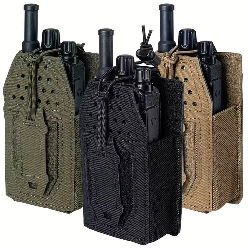 Nylon Tactical Radio Pouch MOLLE Walkie Talkie Holster Adjustable Drawstring For Hunting Outdoor Gear