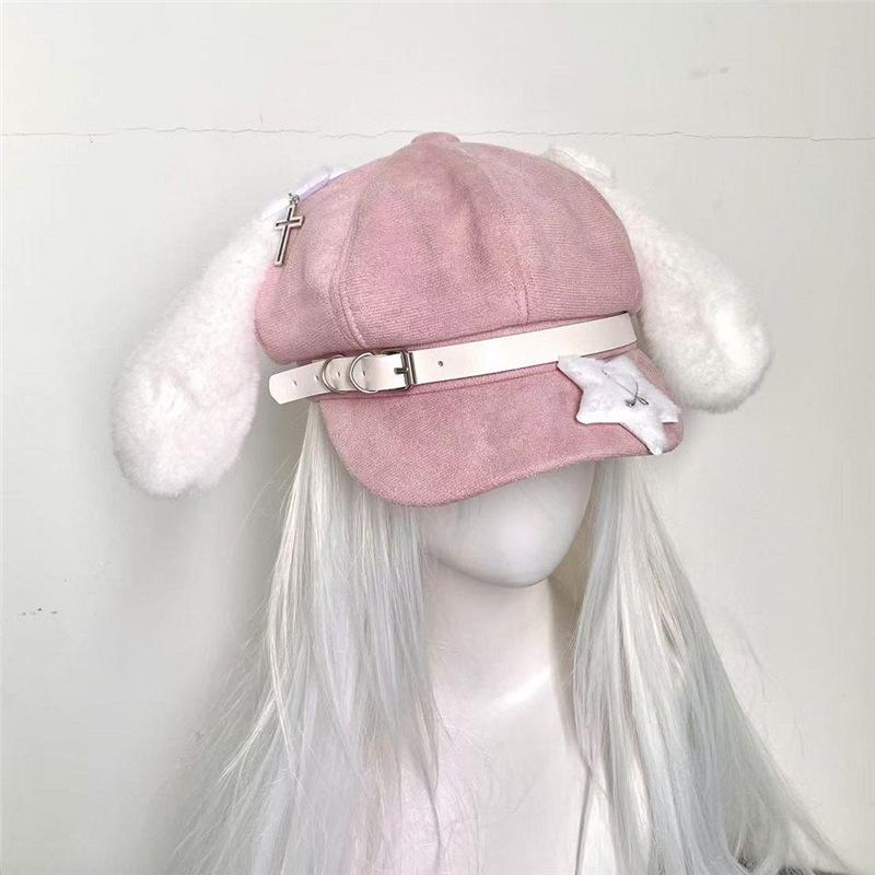 Original Handmade Octagonal Puppy Ears Beret - Cute, Sweet, and Edgy Painter's Hat for Women