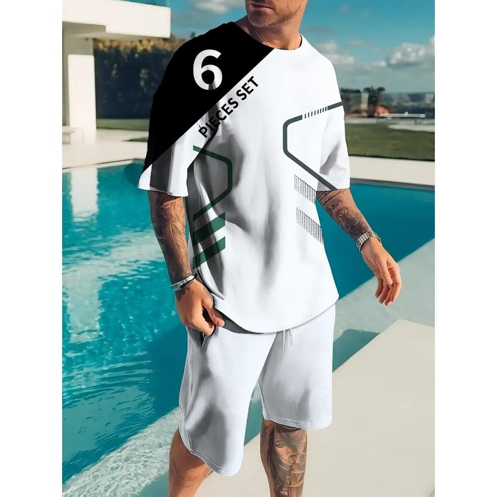 

Fashionable Creativity Colorful Pattern 3D Printed 2-piece Set Leisure Sports Style Loose Oversized Men s Summer Comfortable Breathable Sports Wear 6XL
