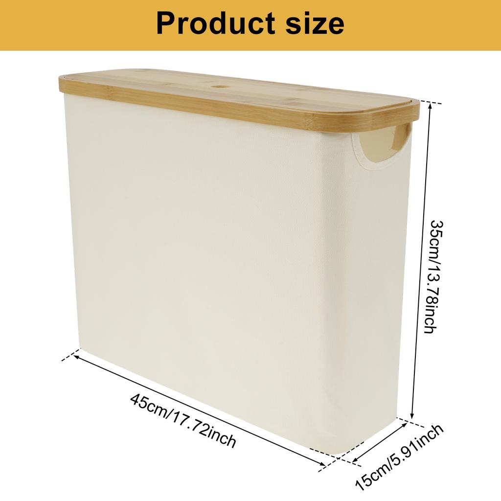 Cestino per la carta igienica da bagno, pieghevole, grande capacità, con coperchio in legno per l'organizzazione del bagno