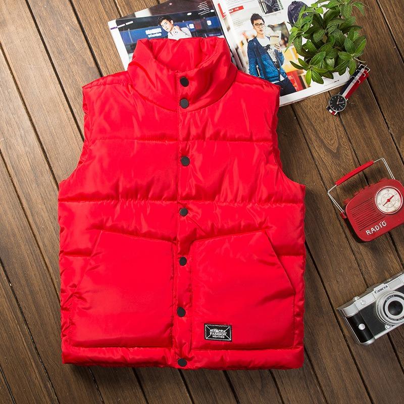 

New couple down cotton vest women s autumn and winter tide slim fit thickened blue vest vest vest jacket men s clothing S червоний