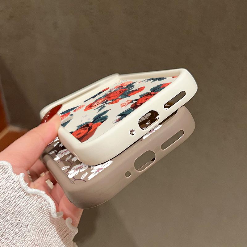 Rose Flower Pattern Plain Color Soft Silicone Phone Case for Google Pixel 9 8 Pro Xl 8a Shockproof Matte Lens Protection Anti-Fall Cover